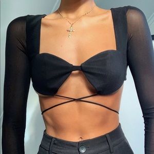 Princess Polly Titan Long Sleeve Top Black Size 4